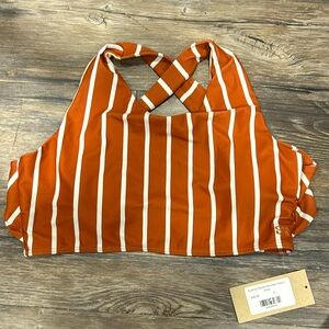 Large Terra Cotta Striped Swim Top